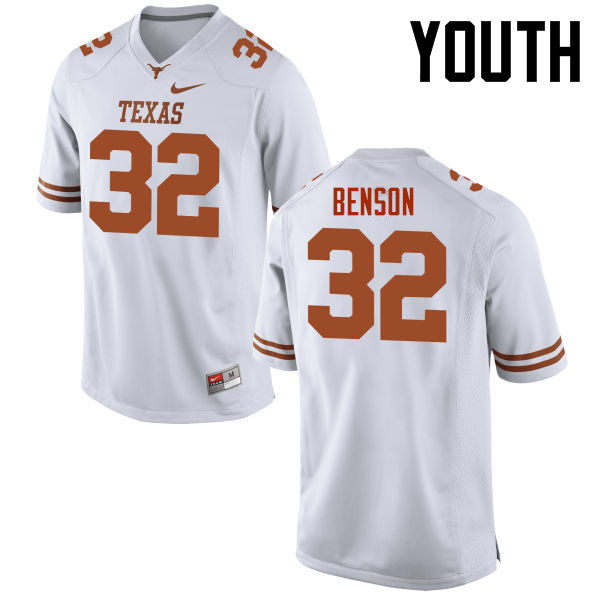 Youth #32 Cedric Benson Texas Longhorns College Football Jerseys-White